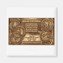 1948 Oklahoma Indian Centennial Stamp Refrigerator Magnets