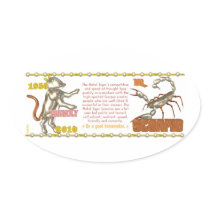 1950 2010 Chinese metal tiger born in Scorpio Oval Stickers