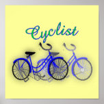 1950 Bicycle Watercolor Drawing Poster posters