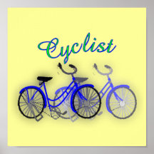 1950 Bicycle Watercolor Drawing Poster