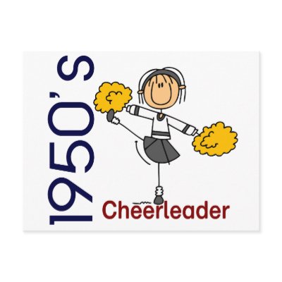 1950’s Cheerleader Stick Figure Post Card by stickfiguretown