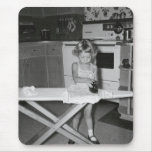 1950s Girl Ironing in Kitchen Mousepad