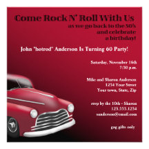1950's Hot Rod Birthday Party Invitation