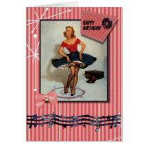 1950s jiving pin up girl greeting cards