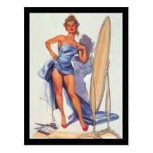 1950's Pin-up Girl Postcard