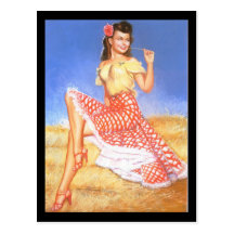 1950's Pin-up Girl Postcard