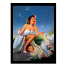 1950's Pin-up Girl Postcard