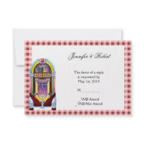 1950s Vintage Jukebox Response Card Personalised Invitation