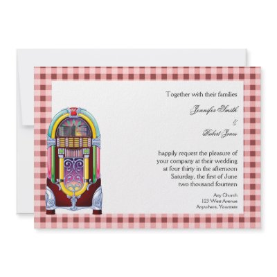 1950s Vintage Jukebox Wedding Personalised Invite by NoteableExpressions