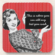 1950s Woman with a Sign Beverage Coasters
