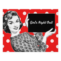 1950s Woman with a Sign Custom Announcements