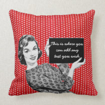 1950s Woman with a Sign pillows