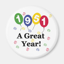 1951 A Great Year Birthday Refrigerator Magnets