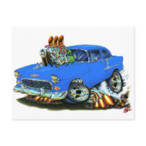 1955 Chevy 150-210 Blue Car Post Card