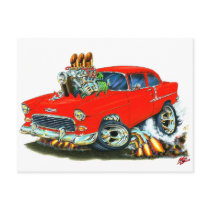 1955 Chevy 150-210 Red Car Post Card