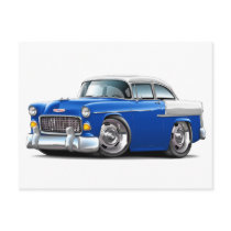 1955 Chevy Belair Blue-White Car Postcard