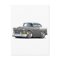 1955 Chevy Belair Grey-White Car Postcard