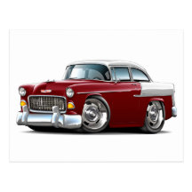 1955 Chevy Belair Maroon-White Car Post Cards