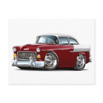 1955 Chevy Belair Maroon-White Car Post Cards