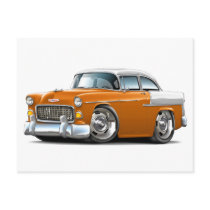 1955 Chevy Belair Orange-White Car Post Card