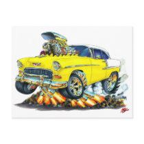 1955 Chevy Belair Yellow Car Post Cards