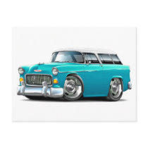 1955 Chevy Nomad Turquoise-White Car Post Cards