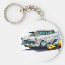 1955 Chevy Nomad White Car Keychain