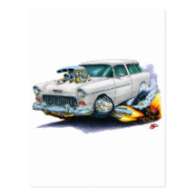 1955 Chevy Nomad White Car Postcards