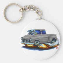 1955 Chevy Stepside Pickup Grey Truck Key Chain