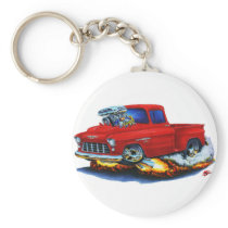 1955 Chevy Stepside Pickup Red Truck Keychains