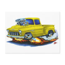 1955 Chevy Stepside Pickup Yellow Truck Postcard