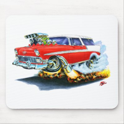1956 Chevy Nomad Red Car Mousepad by maddmaxart