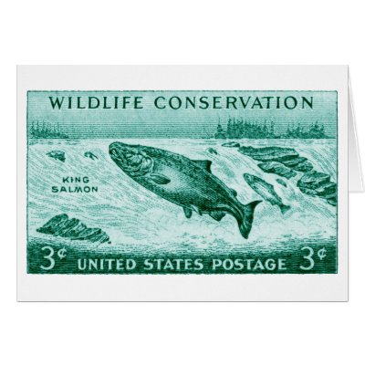 1956 Wildlife Conservation, Salmon Greeting Card by historicimage