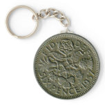 1957 British sixpence keychain