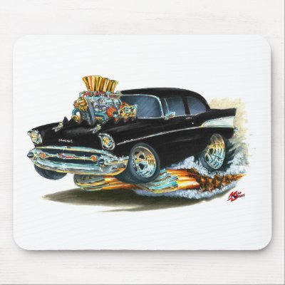1957 Chevy 150-210 Black Car Mousepads by maddmaxart