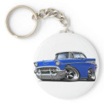 1957 Chevy Belair Blue-White Hot Rod Key Chain