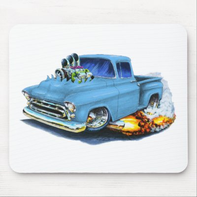 1957 Chevy Pickup Lt Blue Mouse Pads by maddmaxart