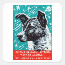 1957 Laika the Space Dog Square Sticker