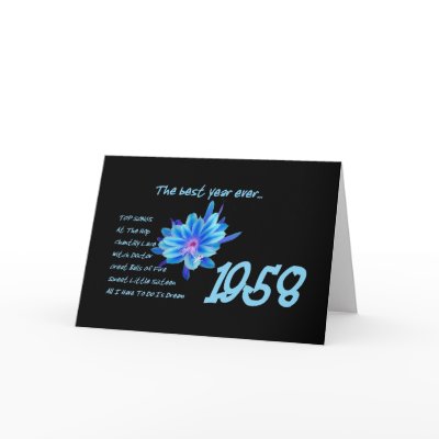 1958 Birthday - The Best Year Ever with Hit Songs Card by JaclinArt