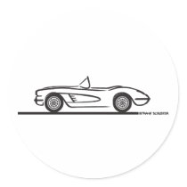 1958 Corvette Convertible Round Sticker
