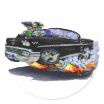 1958 Impala Black Car Round Stickers