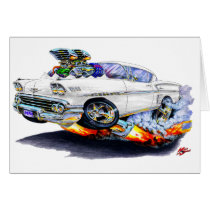 1958 Impala White Car Greeting Cards