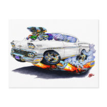 1958 Impala White Car Postcards