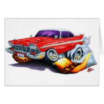 1958 Plymouth Fury Red Car Greeting Cards