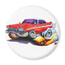 1958 Plymouth Fury Red Car Refrigerator Magnets