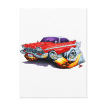 1958 Plymouth Fury Red Car Post Card