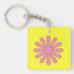 1960 Pop Art Flowers 2-Sided Keychain Square Acrylic Keychain