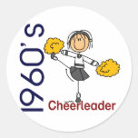 1960’s Cheerleader Stick Figure Round Stickers