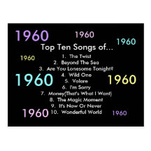 1960 Songs Post Card