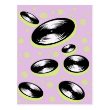 1960s Record Pattern Post Card